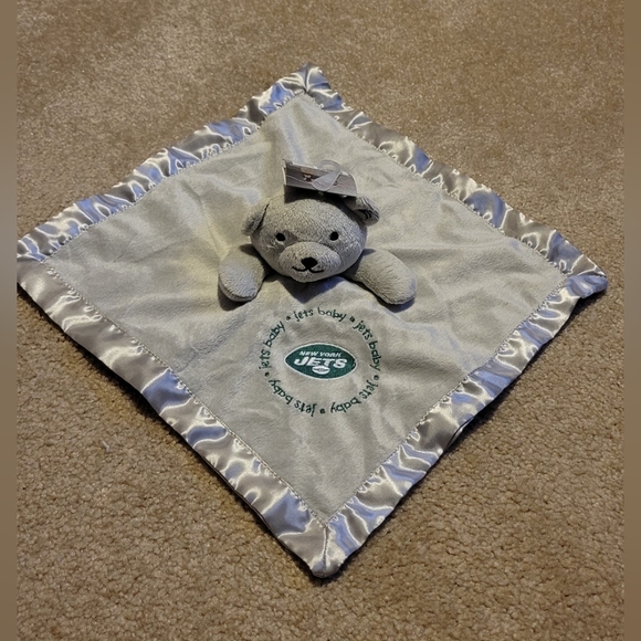 New Baby Fanatic new york jets Bear Brown Satin Baby Lovey Security Blanket New - Picture 2 of 10